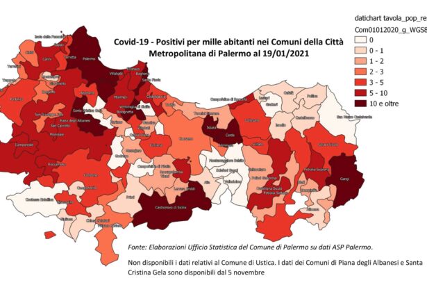 Il Covid non frena nel Palermitano, la mappa dei contagi in ogni Comune Il Covid non frena nel Palermitano, la mappa dei contagi in ogni Comune