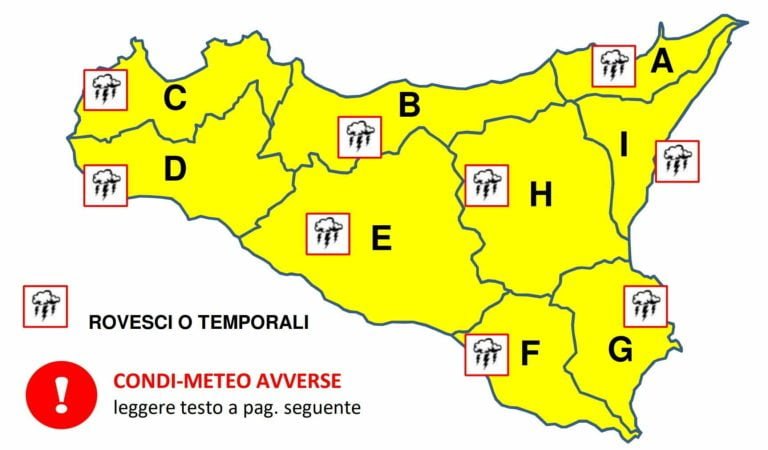 Meteo Sicilia allerta gialla