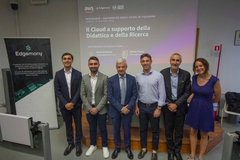 Al centro il rettore Massimo Midiri e Daniele Rotolo di Edgemony