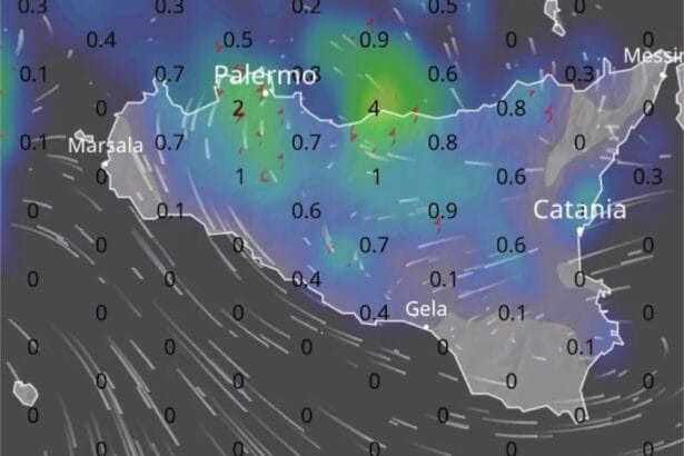 L'anticiclone africano abbandona la Sicilia. In arrivo una goccia fredda con temporali, grandine e un crollo delle temperature fino a 8°C