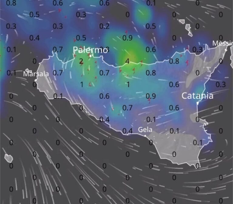L'anticiclone africano abbandona la Sicilia. In arrivo una goccia fredda con temporali, grandine e un crollo delle temperature fino a 8°C