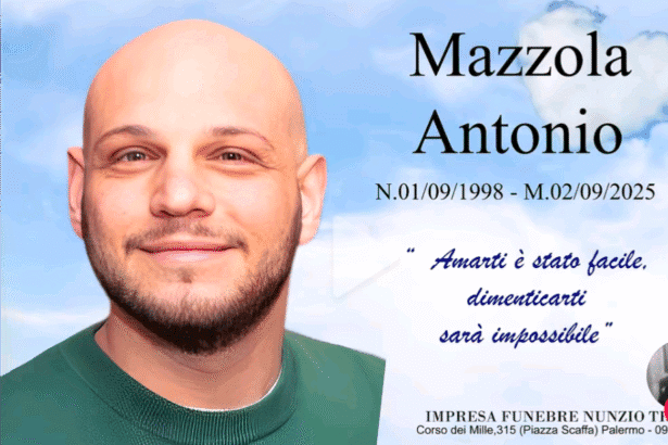 Un silenzio carico di commozione ha avvolto questa mattina il cimitero di Santa Maria di Gesù, dove una folla si è riunita per dare l'ultimo addio ad Antonio Mazzola. Il giovane, di appena ventisette anni, è una delle due vittime del tragico incidente avvenuto in viale Regione Siciliana, in cui ha perso la vita anche l'amico Domenico Schiavo.
