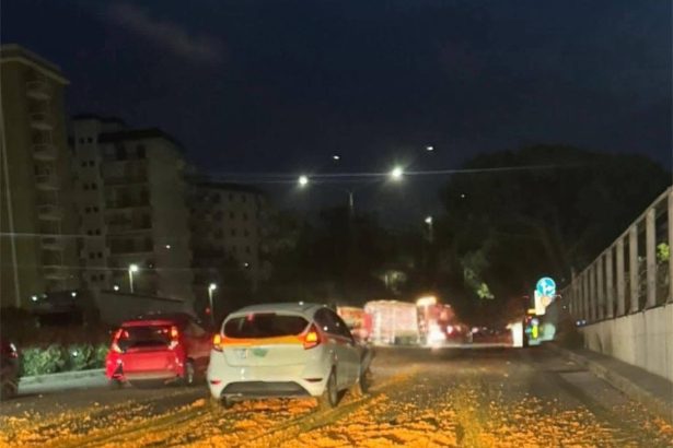 Mattinata da incubo per gli automobilisti in transito su viale Regione Siciliana. Nelle prime ore del mattino un autocarro ha smarrito parte del proprio carico di arance che si sono sparse sulla carreggiata in direzione Trapani, all'altezza di piazzale Giotto.