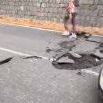 Scossa di terremoto di magnitudo 3.9, la strada si è deformata